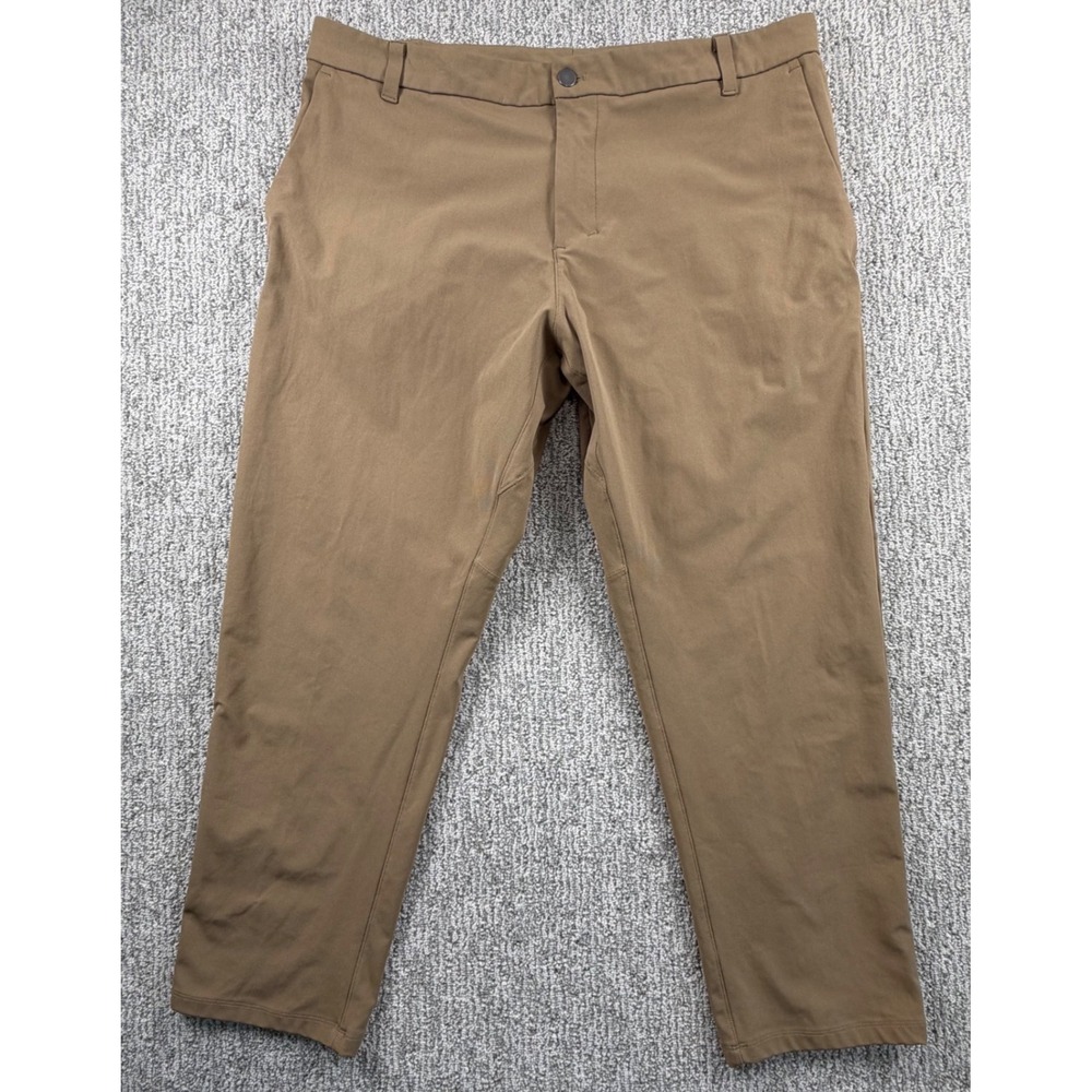Lululemon Commission Pant Men 38 Brown Slim Fit Warpstreme Trousers Chino